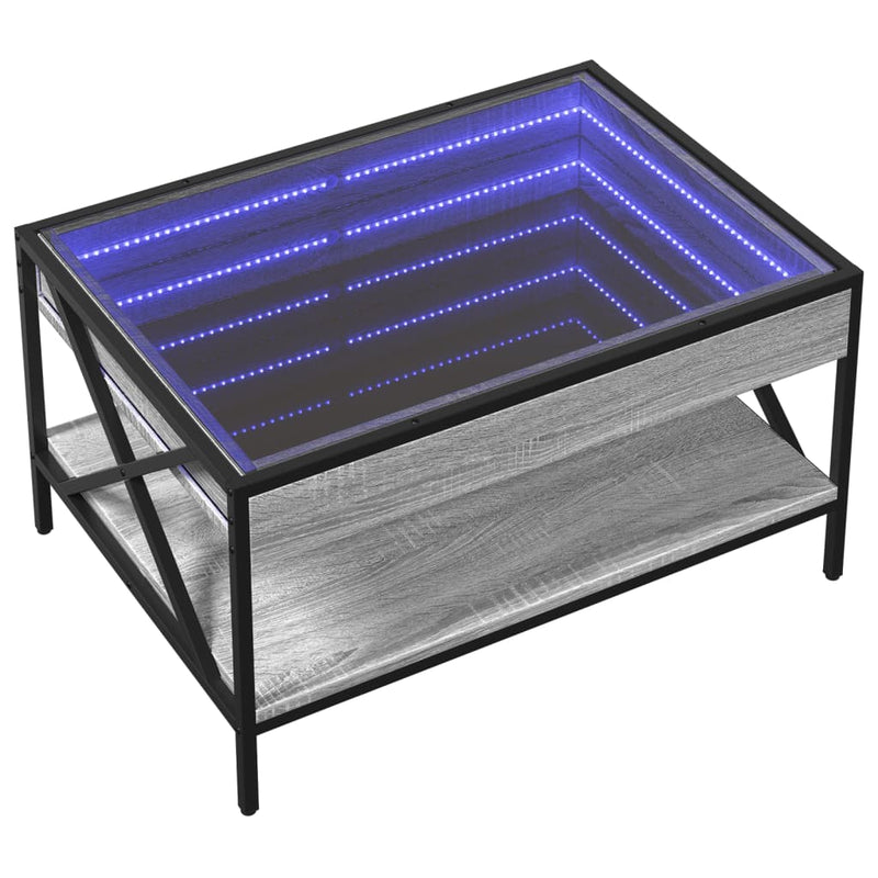 Couchtisch mit Infinity-LED Grau Sonoma 70x50x38 cm