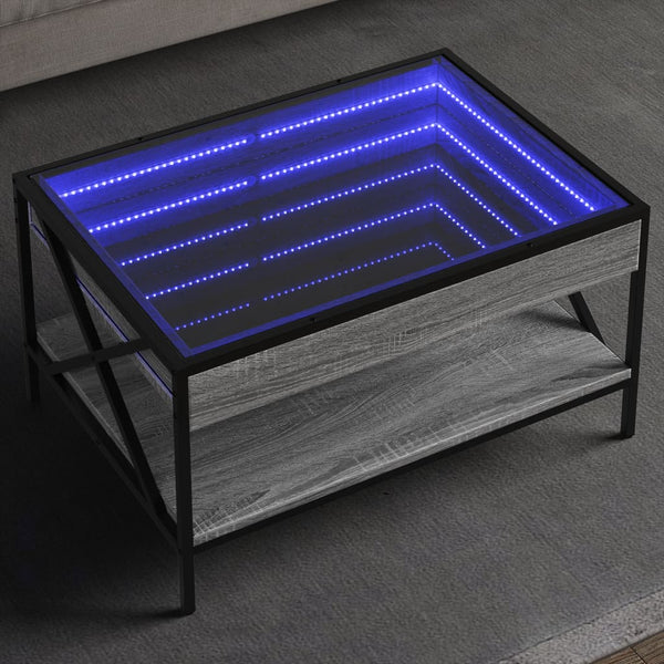 Couchtisch mit Infinity-LED Grau Sonoma 70x50x38 cm