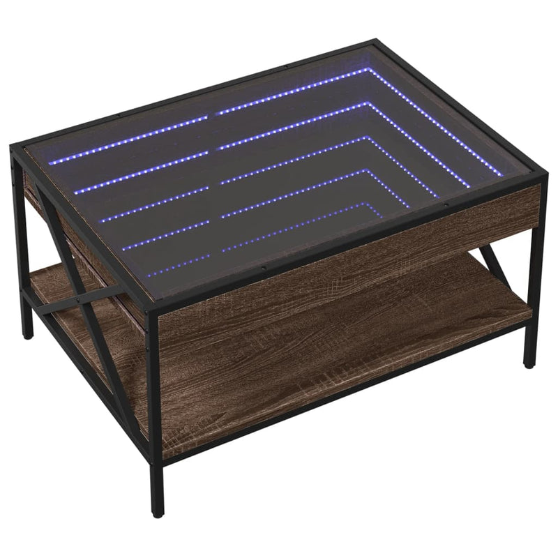 Couchtisch mit Infinity-LED Braun Eichen-Optik 70x50x38 cm