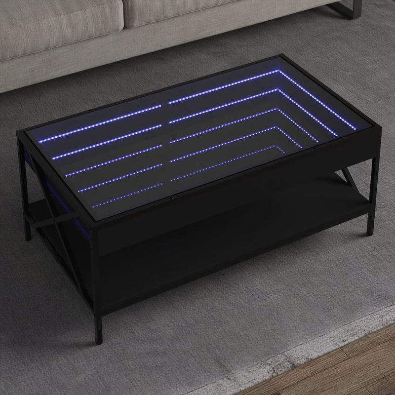 Couchtisch mit Infinity-LED Schwarz 90x50x38 cm