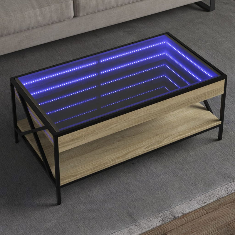 Couchtisch mit Infinity-LED Sonoma-Eiche 90x50x38 cm