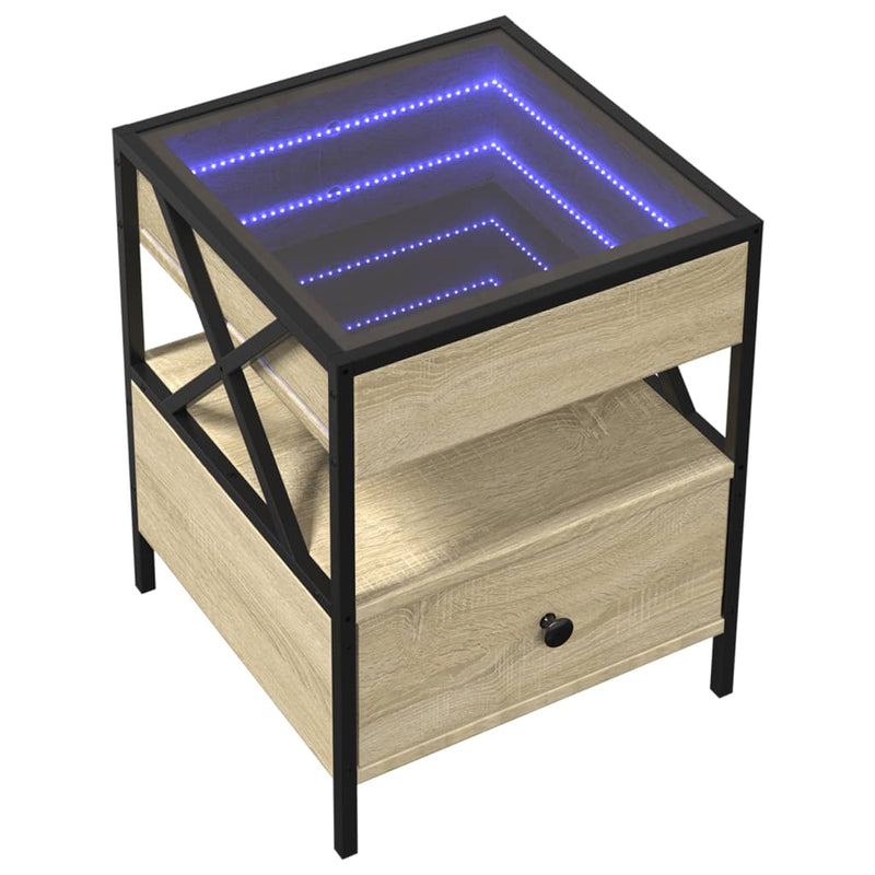 Couchtisch mit Infinity-LED Sonoma-Eiche 40x40x51 cm