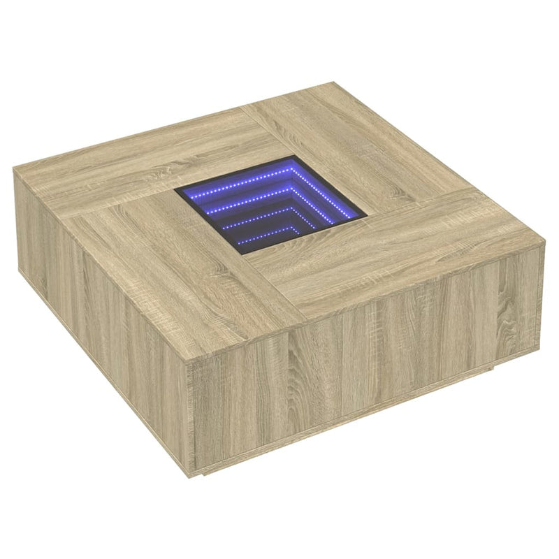 Couchtisch mit Infinity-LED Sonoma-Eiche 100x100x40 cm