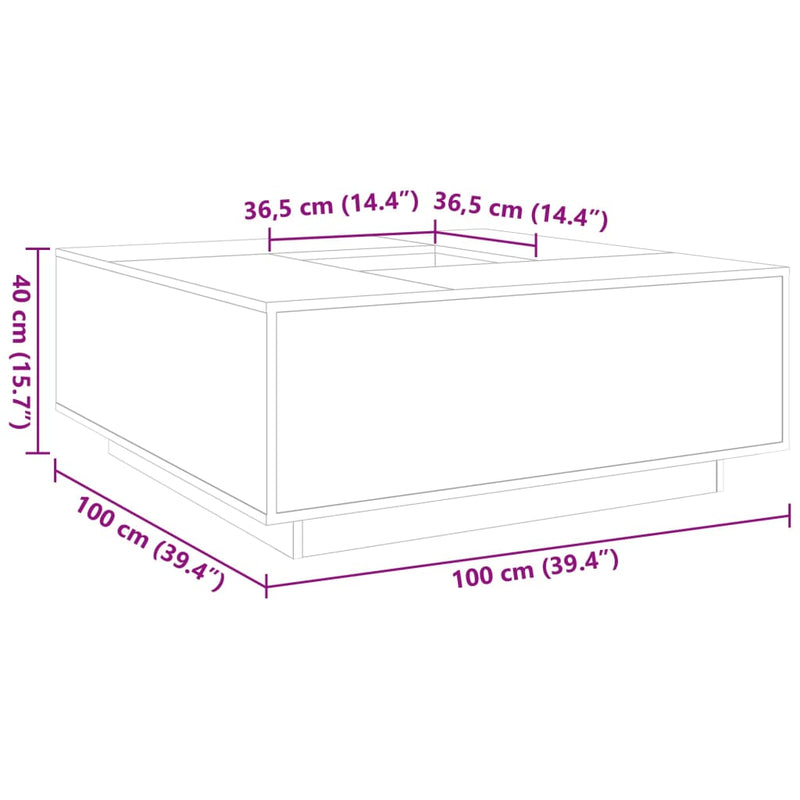 Couchtisch Braun Eichen-Optik 100x100x40 cm Holzwerkstoff