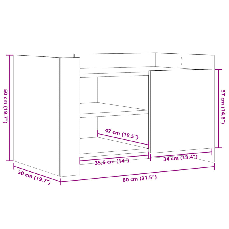 Couchtisch Sonoma-Eiche 80x50x50 cm Holzwerkstoff