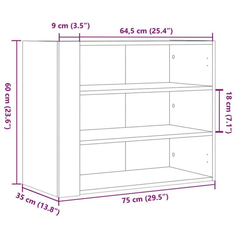 Wandregal Weiß 75x35x60 cm Holzwerkstoff