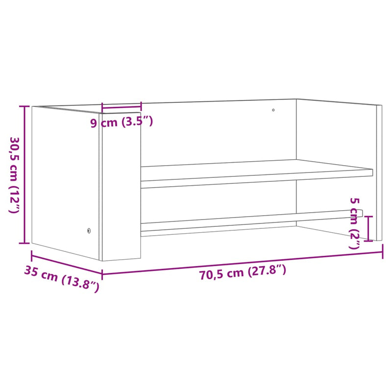 Wandregal Sonoma-Eiche 70,5x35x30,5 cm Holzwerkstoff