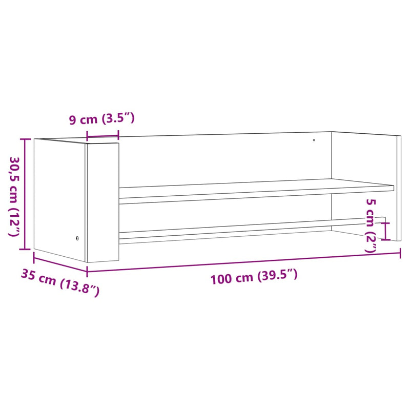 Wandregal Weiß 100x35x30,5 cm Holzwerkstoff