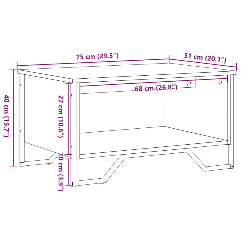 Couchtisch Schwarz 75x51x40 cm Holzwerkstoff