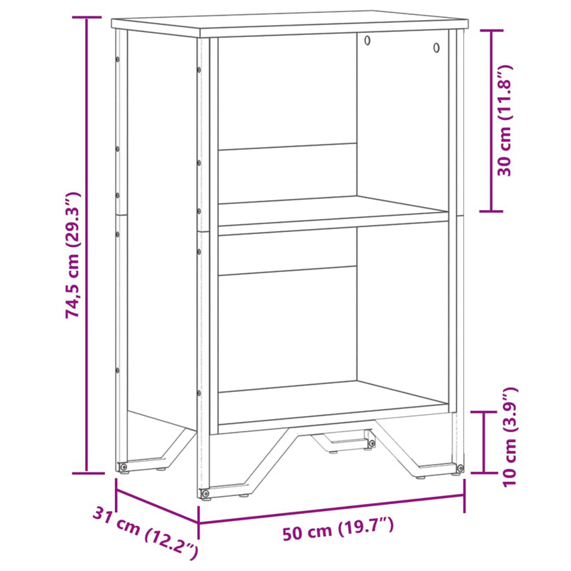 Bücherregal Schwarz 50x31x74,5 cm Holzwerkstoff