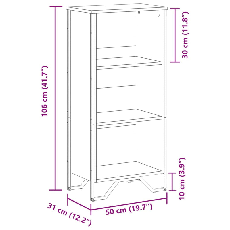 Bücherregal Grau Sonoma 50x31x106 cm Holzwerkstoff