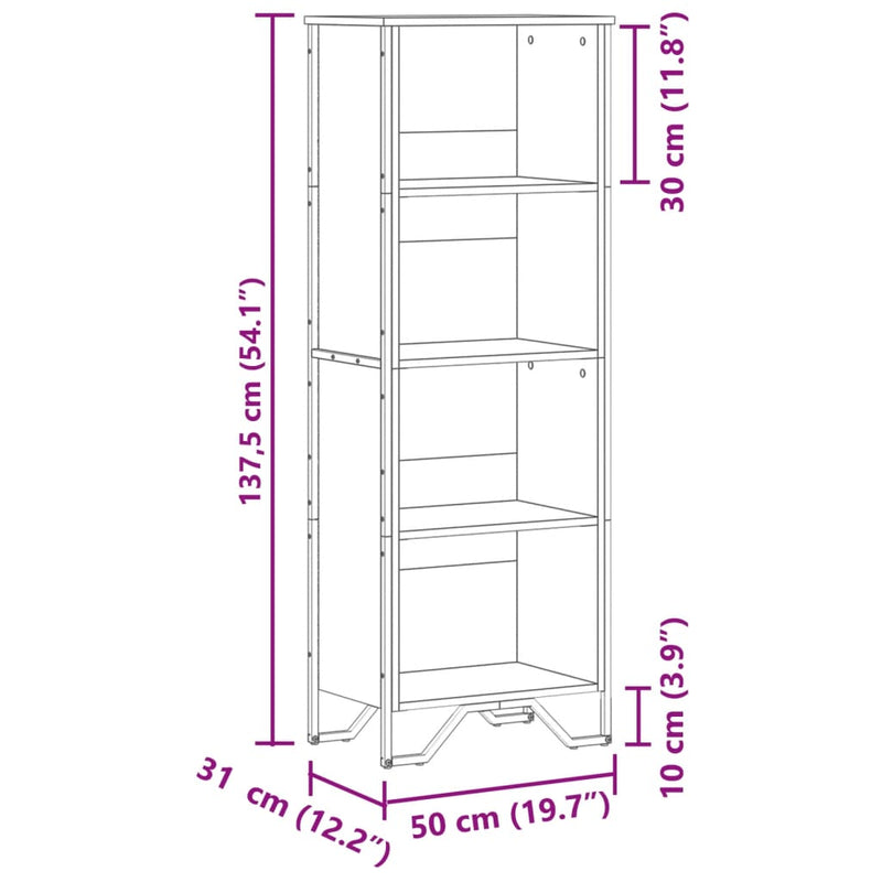 Bücherregal Sonoma-Eiche 50x31x137,5 cm Holzwerkstoff