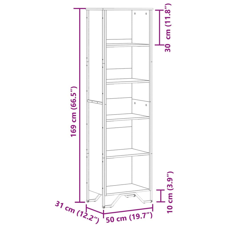 Bücherregal Sonoma-Eiche 50x31x169 cm Holzwerkstoff