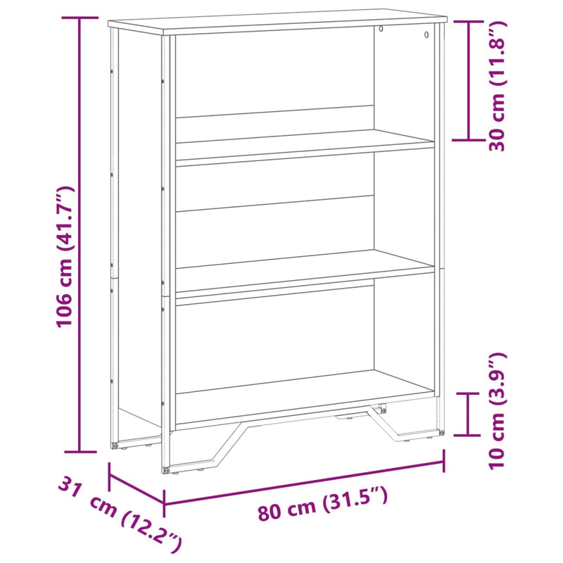 Bücherregal Schwarz 80x31x106 cm Holzwerkstoff