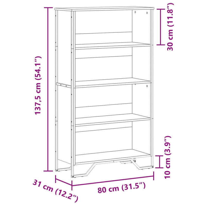 Bücherregal Sonoma-Eiche 80x31x137,5 cm Holzwerkstoff