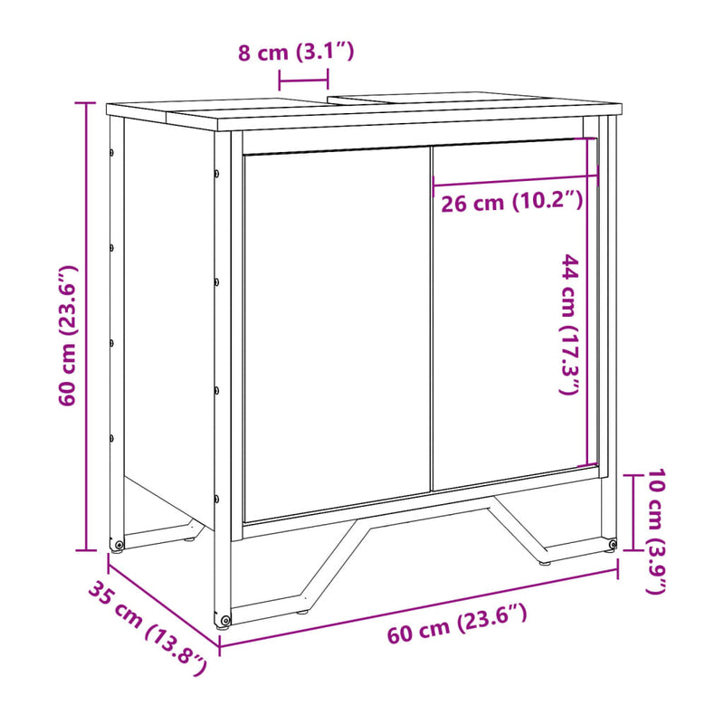 Waschbeckenunterschrank Sonoma-Eiche 60x35x60 cm Holzwerkstoff