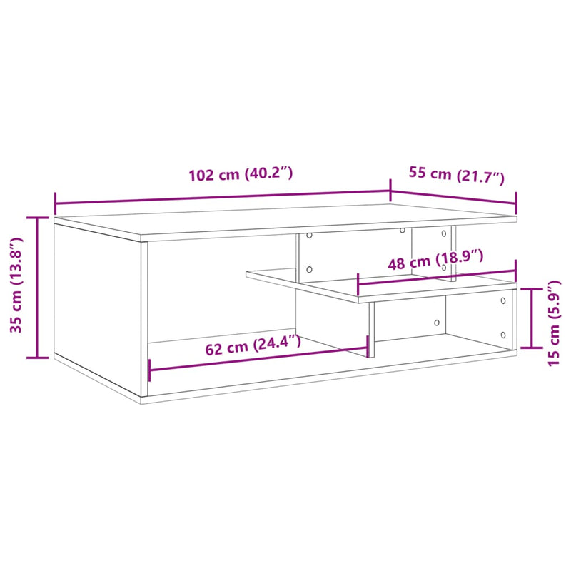 Couchtisch Räuchereiche 102x55x35 cm Holzwerkstoff