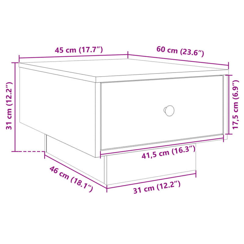 Couchtisch Betongrau 60x45x31 cm Holzwerkstoff