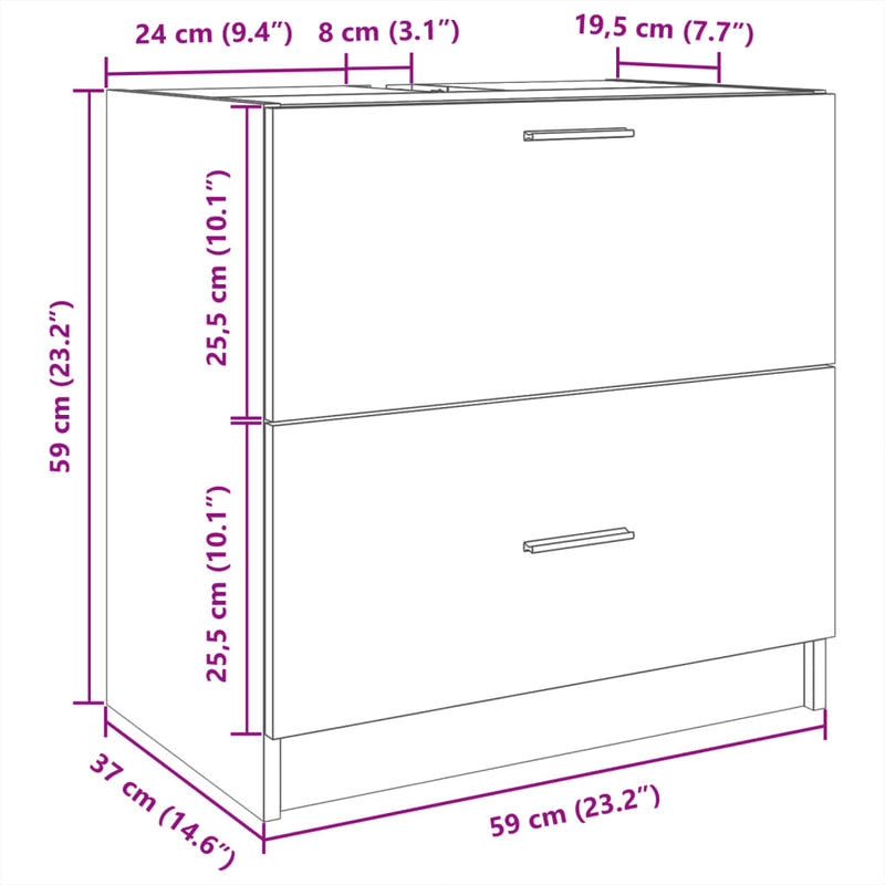 Waschbeckenunterschrank Weiß 59x37x59 cm Holzwerkstoff