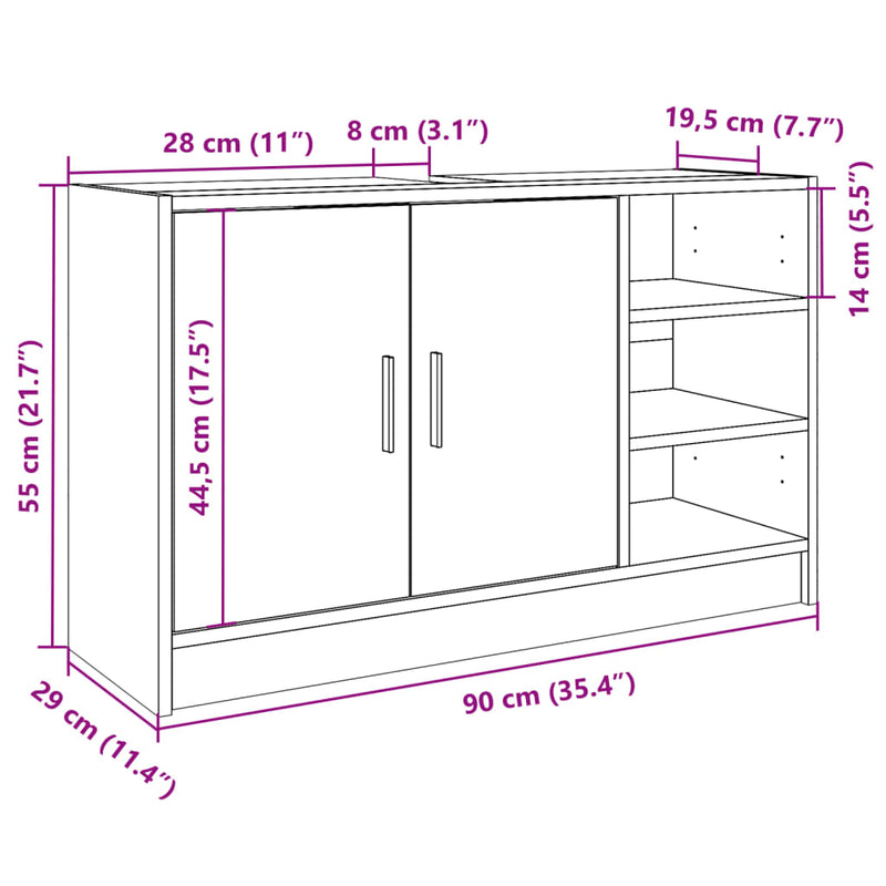 Waschbeckenunterschrank Braun Eichen-Optik 90x29x55 cm