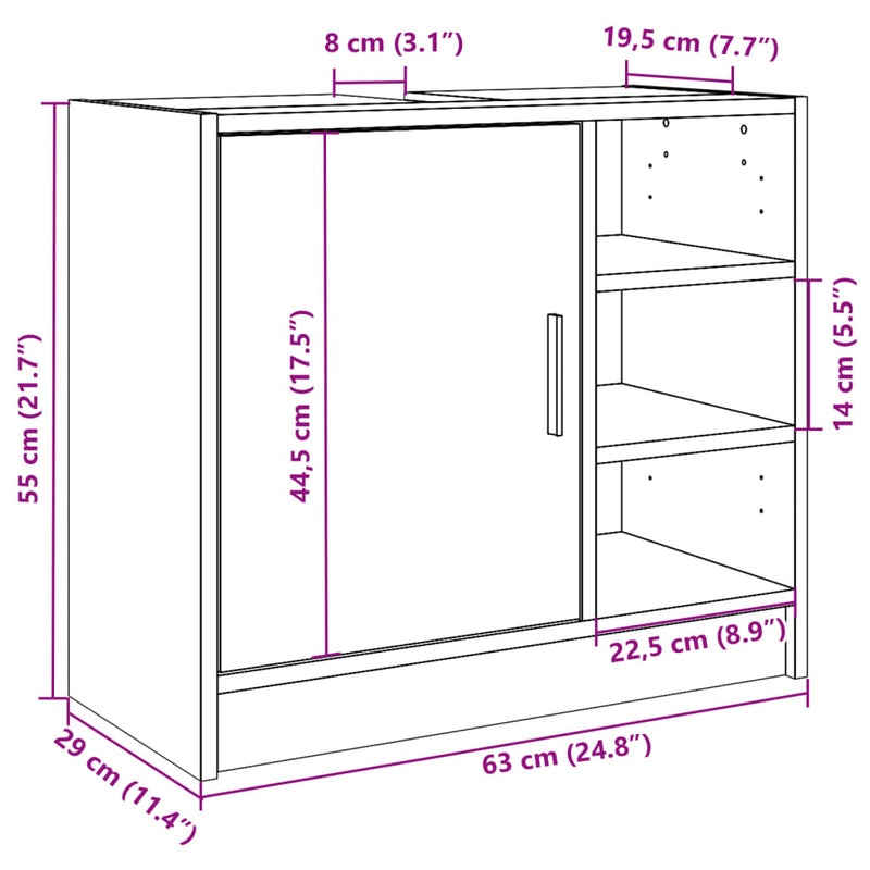 Waschbeckenunterschrank Sonoma-Eiche 63x29x55 cm Holzwerkstoff