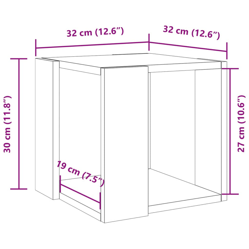 Couchtisch Schwarz 32x32x30 cm Holzwerkstoff