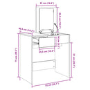 Schminktisch Mit Spiegel Braun Eichen-Optik 73X46,5X120 Cm