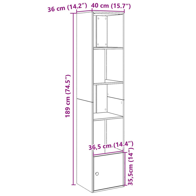 Bücherregal Sonoma-Eiche 40x36x189 cm Holzwerkstoff