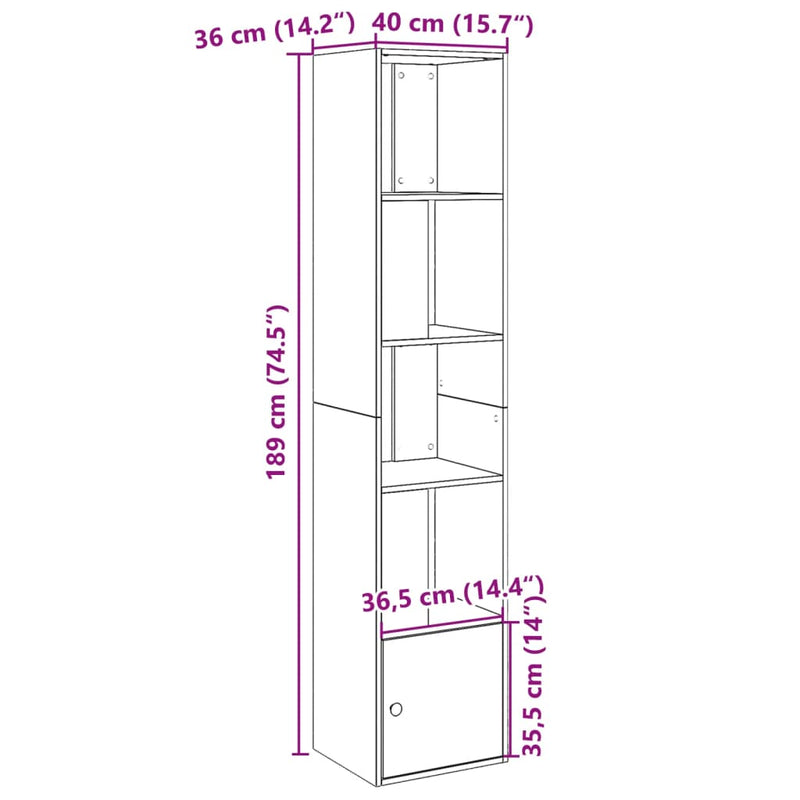 Bücherregal Betongrau 40x36x189 cm Holzwerkstoff