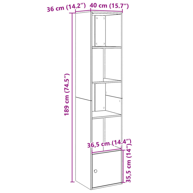 Bücherregal Grau Sonoma 40x36x189 cm Holzwerkstoff