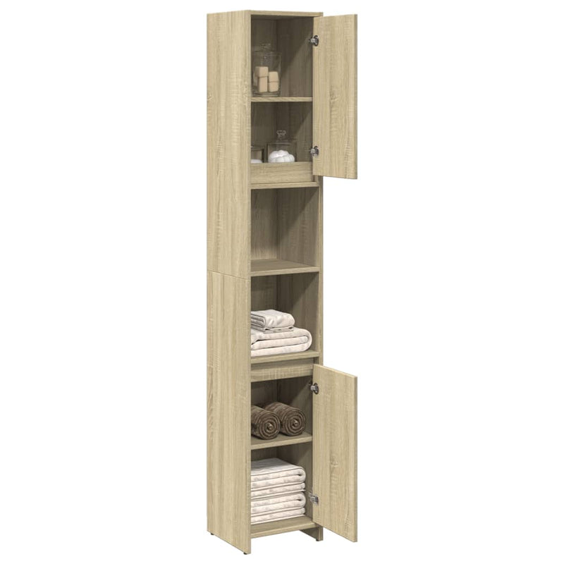 Badezimmerschrank Sonoma-Eiche 30x30x183,5 cm Holzwerkstoff