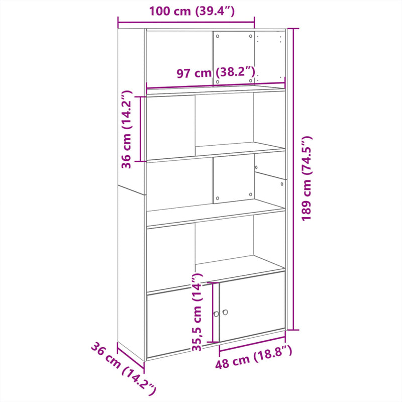 Bücherregal Sonoma-Eiche 100x36x189 cm Holzwerkstoff