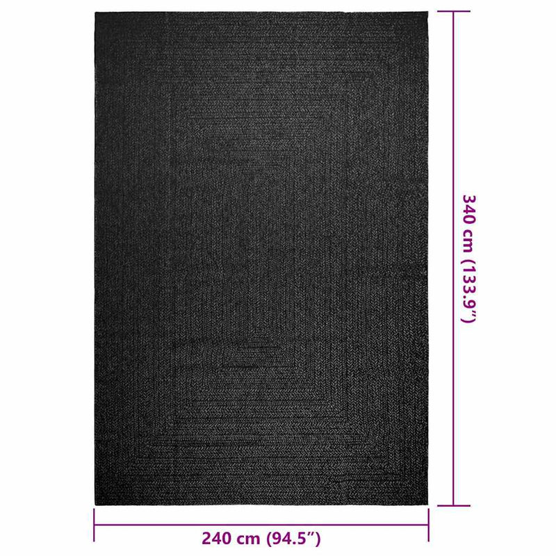 Teppich ZIZUR Anthrazit 240x340cm Jute-Optik Indoor und Outdoor