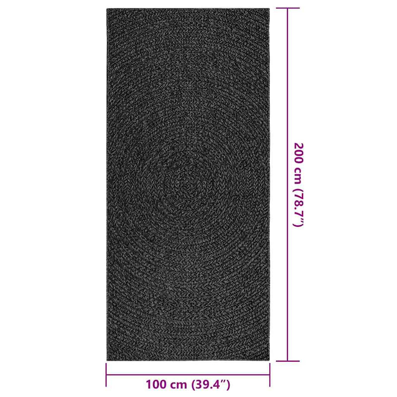 Teppich ZIZUR Anthrazit 100x200cm Jute-Optik Indoor und Outdoor