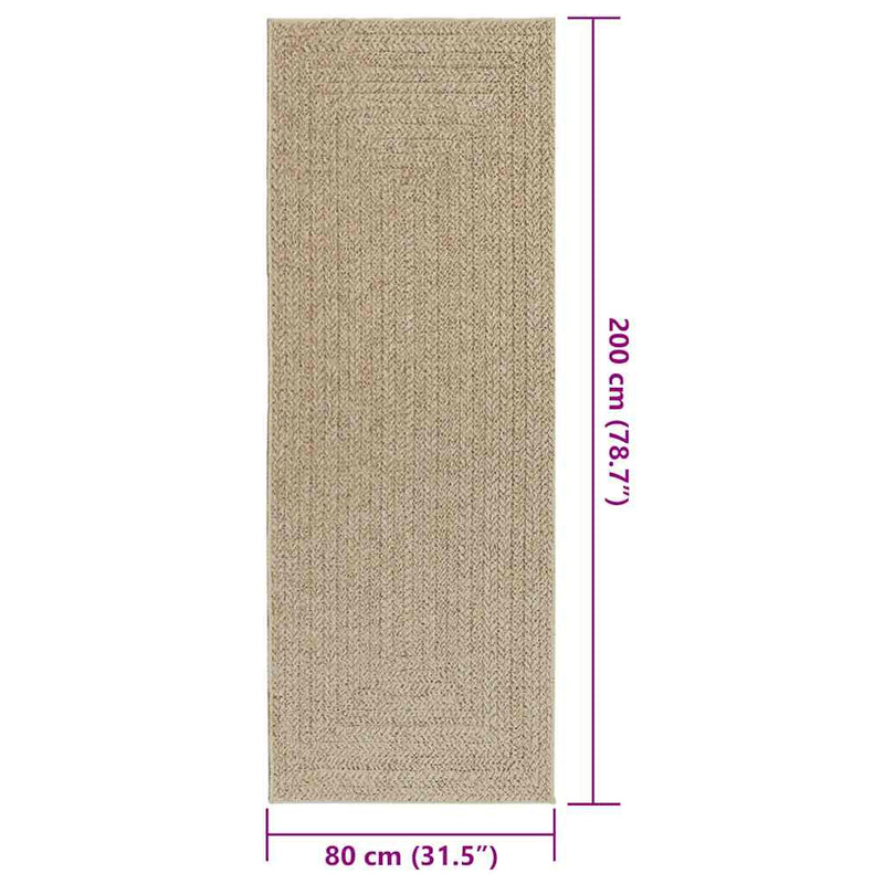 Teppich ZIZUR Beige 80x200 cm Jute-Optik Indoor und Outdoor