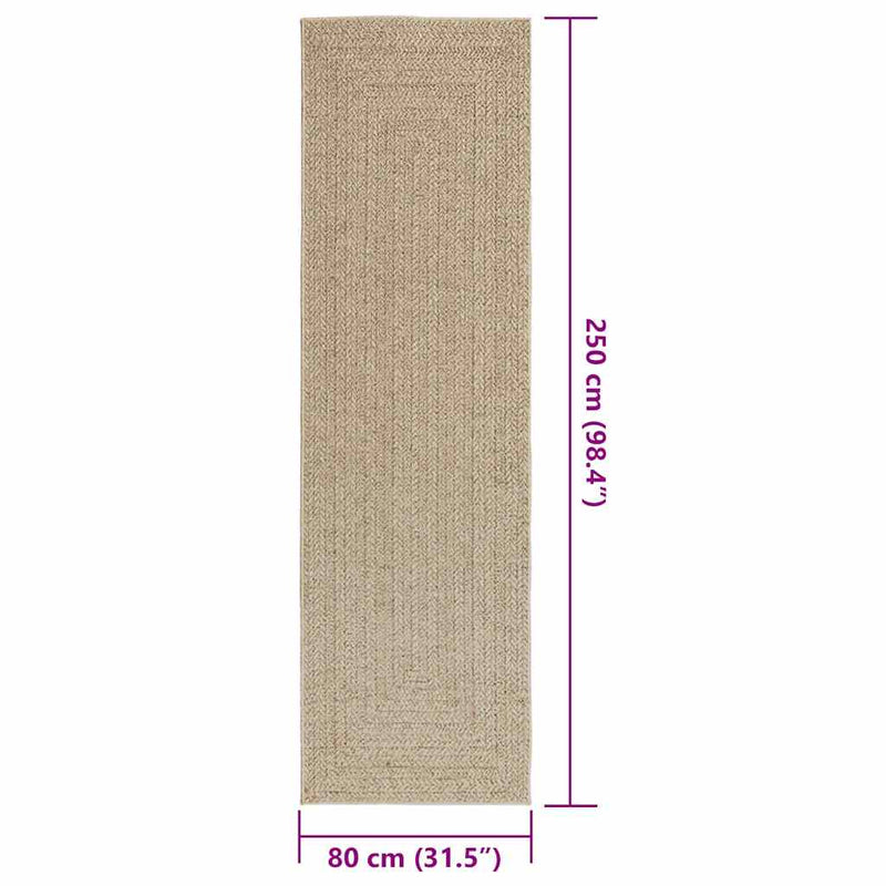 Teppich ZIZUR Beige 80x250 cm Jute-Optik Indoor und Outdoor