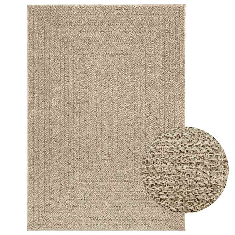 Teppich ZIZUR Beige 120x170 cm Jute-Optik Indoor und Outdoor