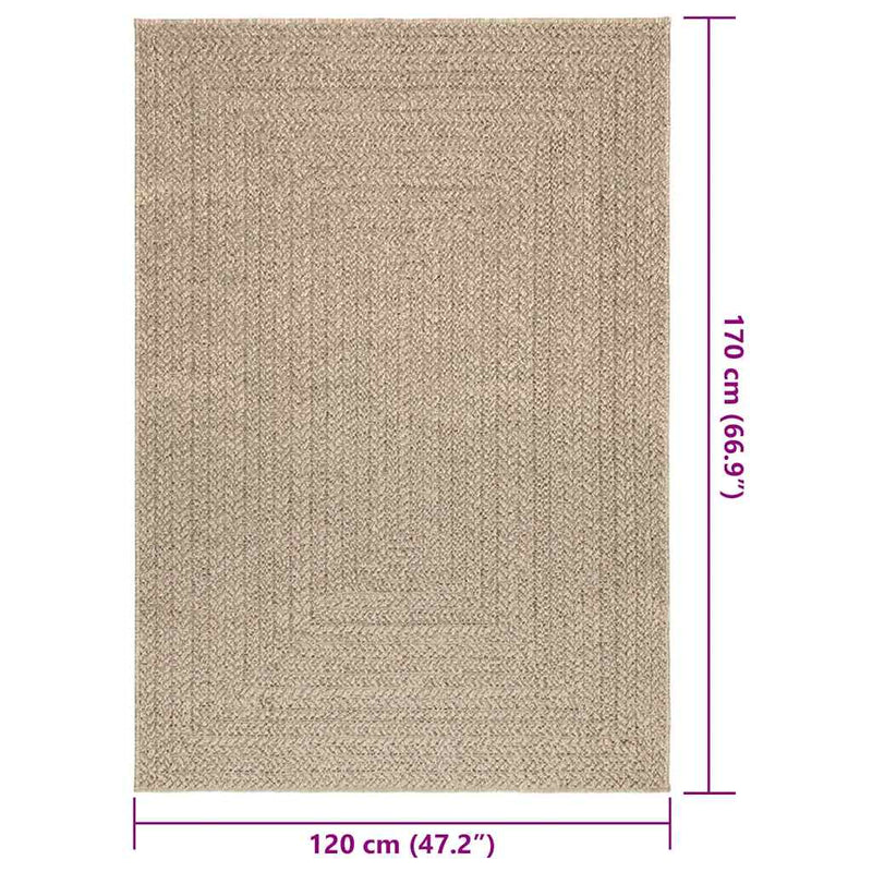 Teppich ZIZUR Beige 120x170 cm Jute-Optik Indoor und Outdoor