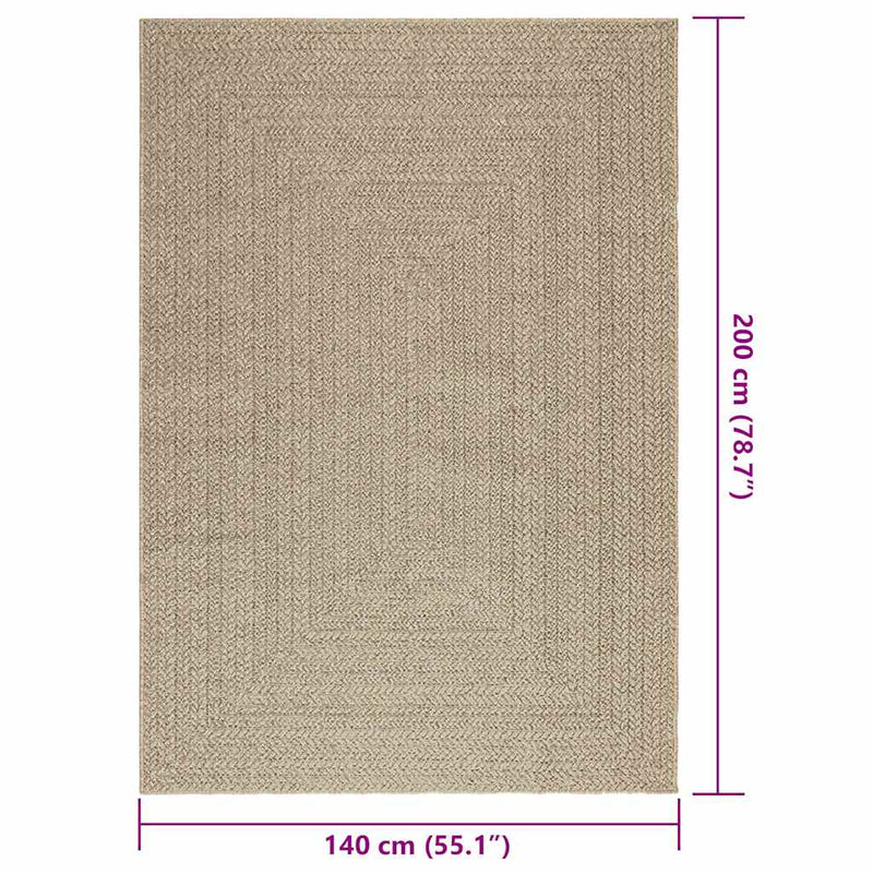 Teppich ZIZUR Beige 140x200 cm Jute-Optik Indoor und Outdoor