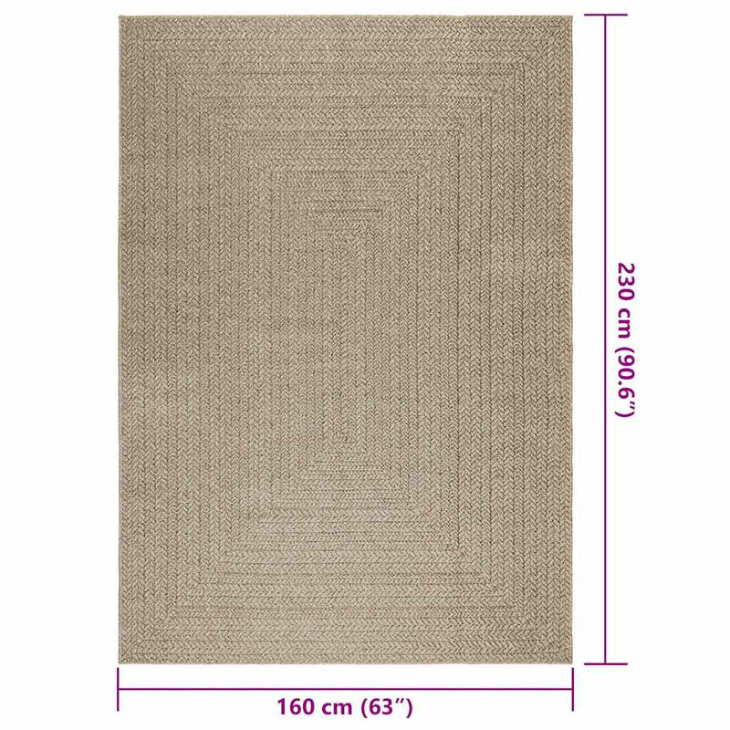 Teppich ZIZUR Beige 160x230 cm Jute-Optik Indoor und Outdoor