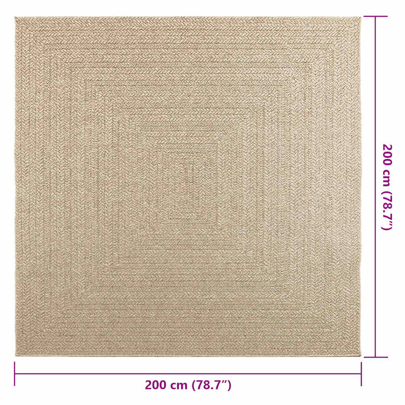 Teppich ZIZUR Beige 200x200 cm Jute-Optik Indoor und Outdoor