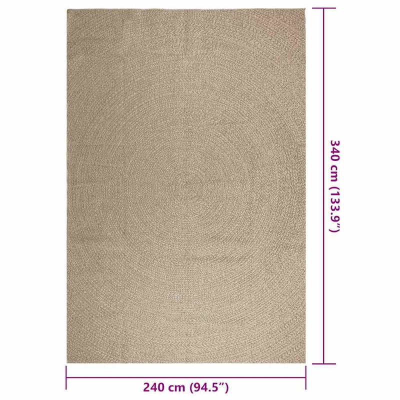 Teppich ZIZUR Beige 240x340 cm Jute-Optik Indoor und Outdoor