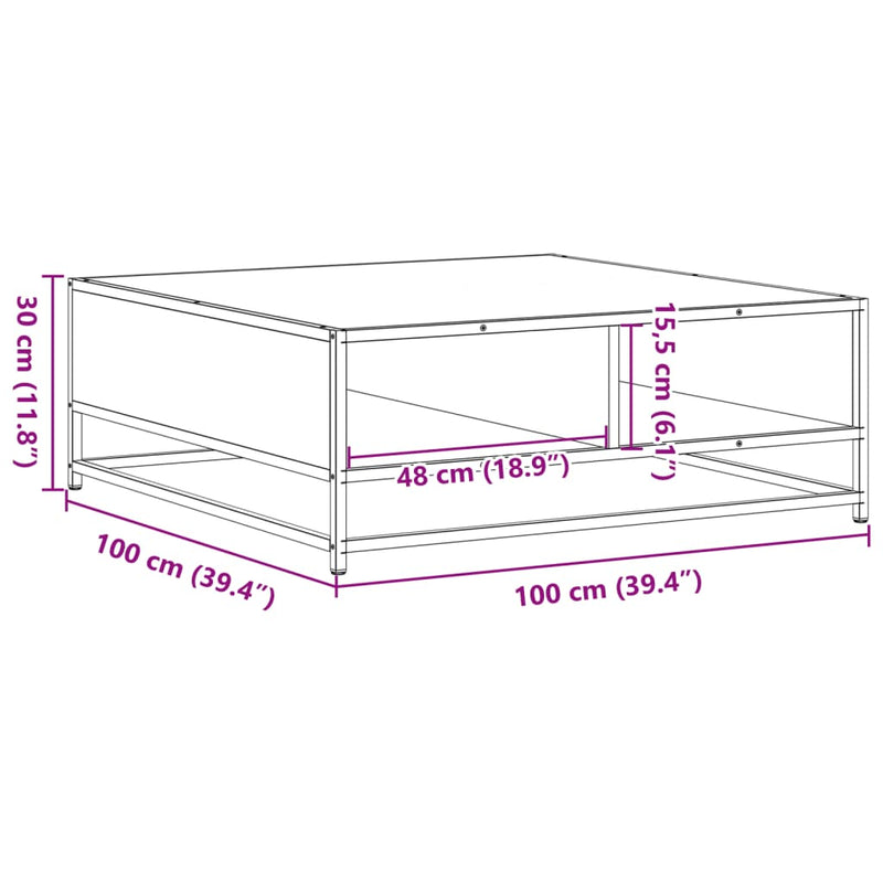 Couchtisch Sonoma-Eiche 100x100x30 cm Holzwerkstoff und Metall