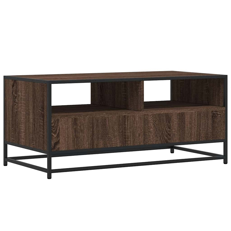 Couchtisch Braun Eichen-Optik 100x50x45 cm Holzwerkstoff Metall