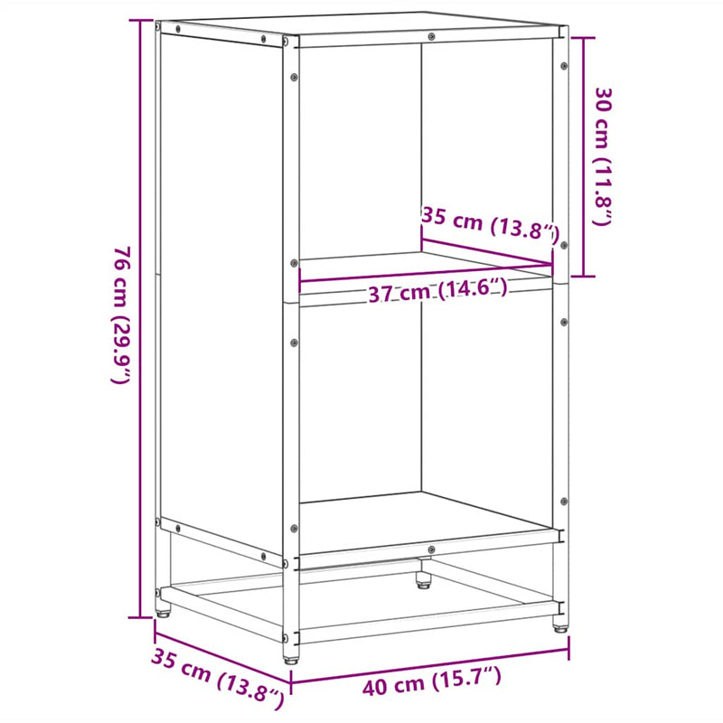 Bücherregal Räuchereiche 40x35x76 cm Holzwerkstoff