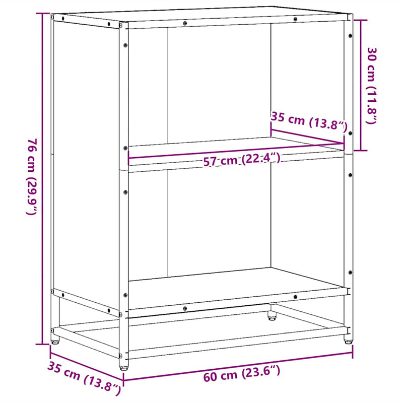 Bücherregal Räuchereiche 60x35x76 cm Holzwerkstoff