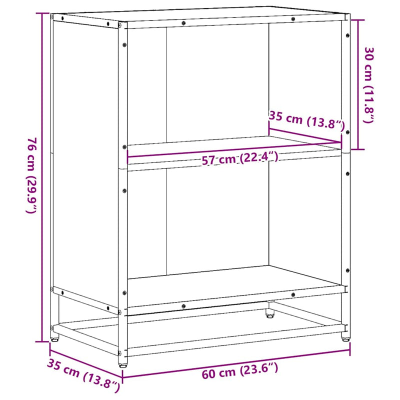 Bücherregal Grau Sonoma 60x35x76 cm Holzwerkstoff