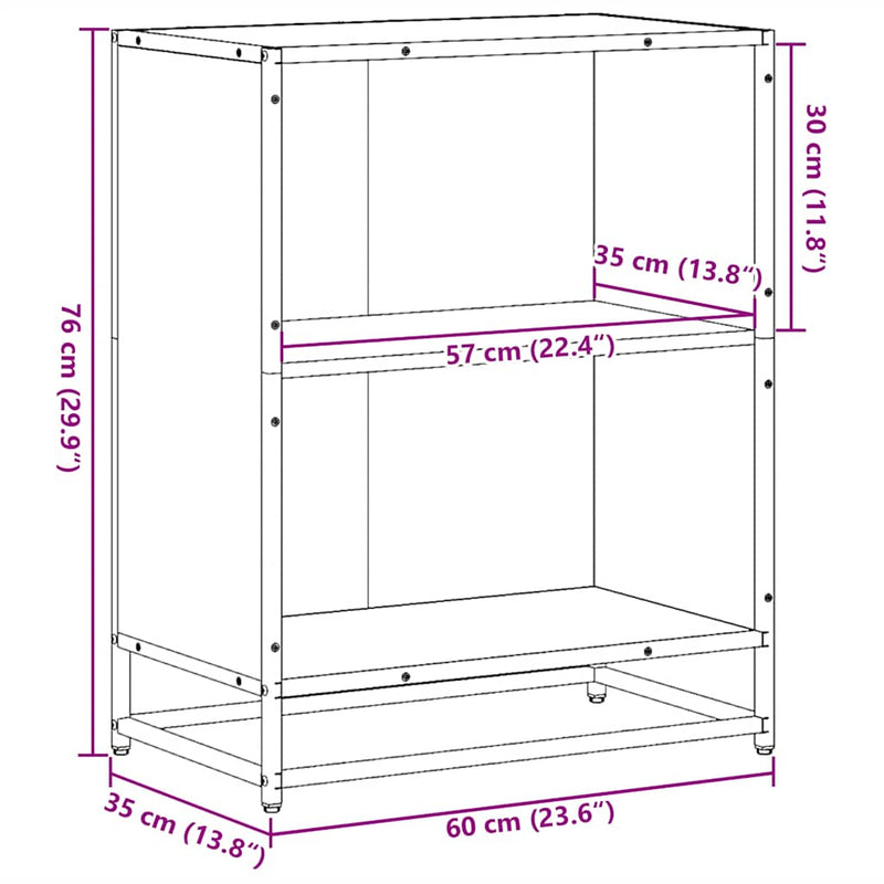 Bücherregal Braun Eichen-Optik 60x35x76 cm Holzwerkstoff