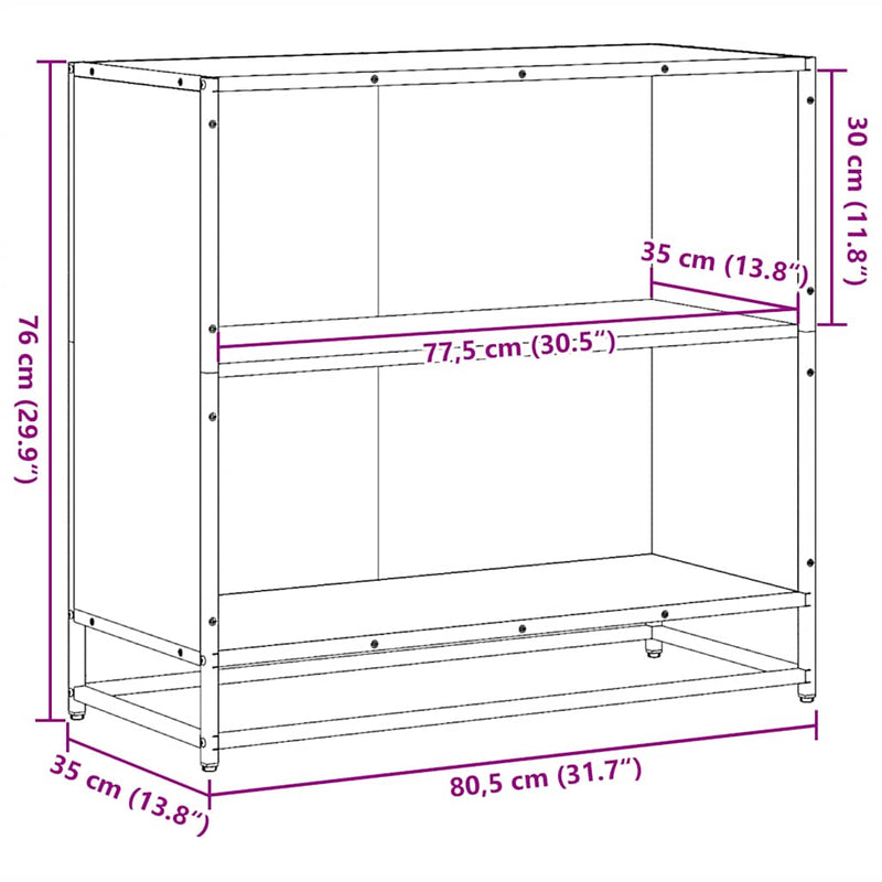 Bücherregal Schwarz 80,5x35x76 cm Holzwerkstoff