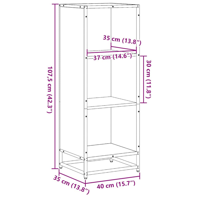 Bücherregal Schwarz 40x35x107,5 cm Holzwerkstoff